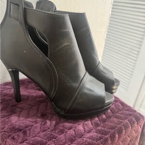 Elegant Black Peep-Toe Ankle Boots